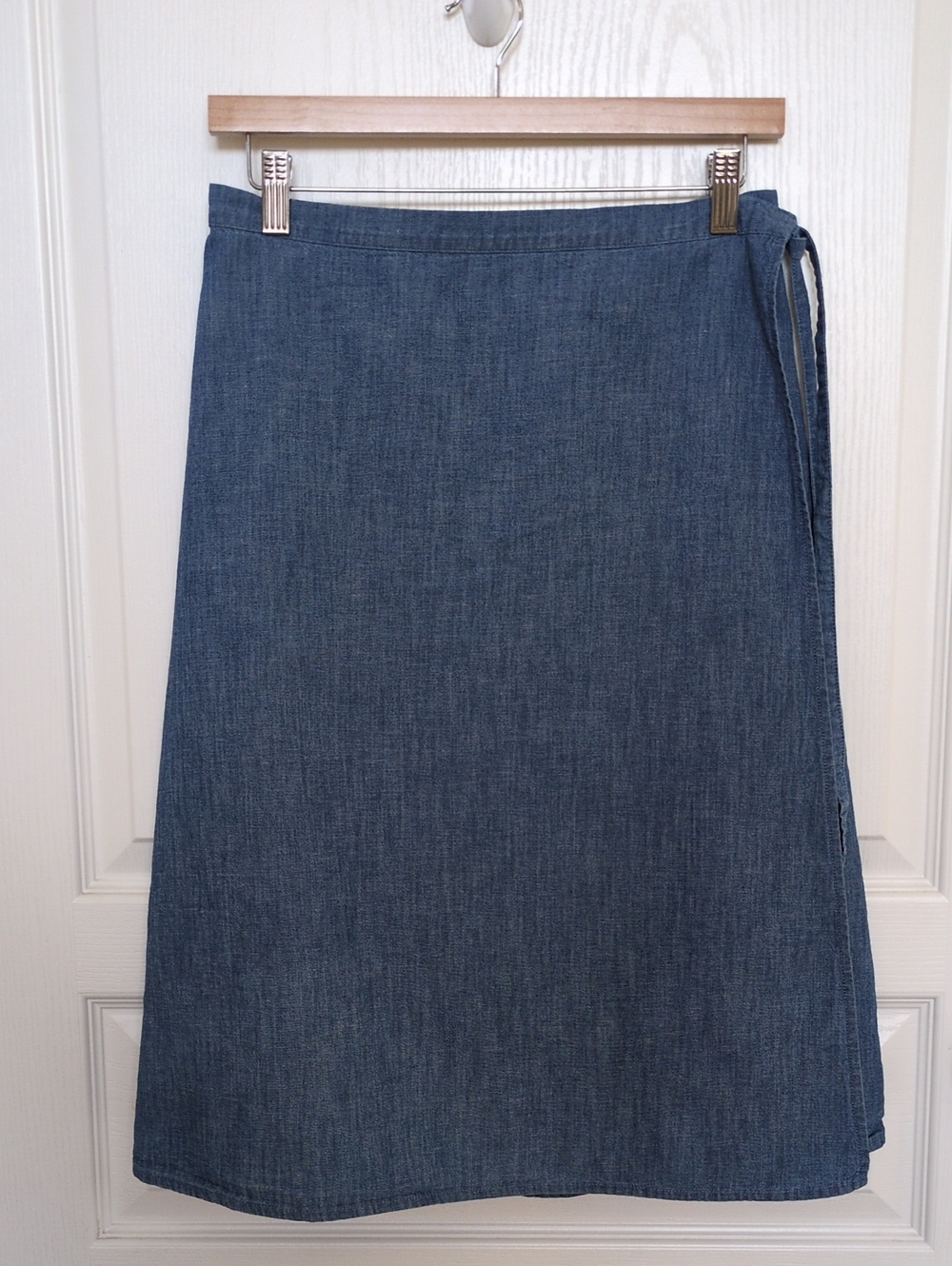 J. Crew Chambray Wrap Midi Skirt - Cotton/Linen